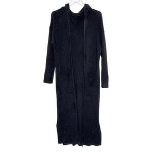 Halara Womens Hooded Long Sleeve Pocket Longline Ribbed Cardigan L Black